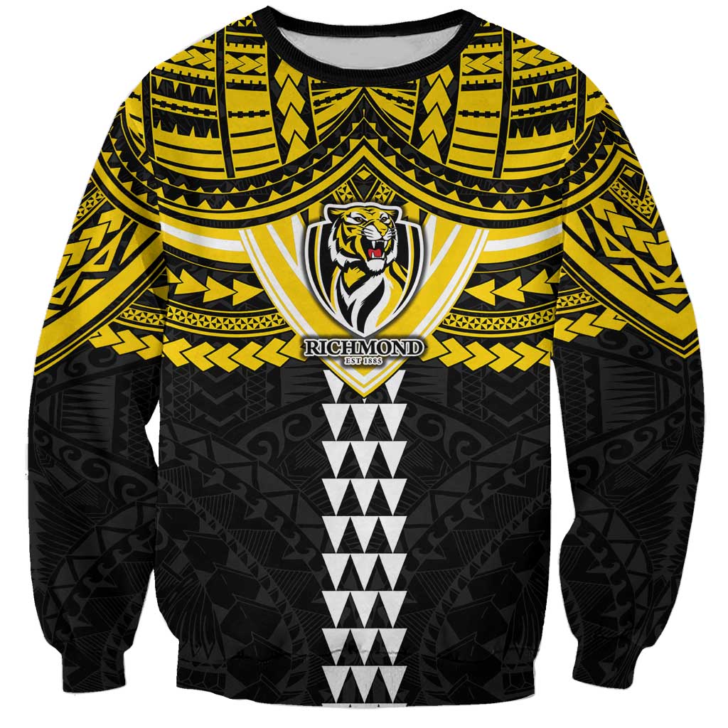 Personalized Richmond Tigers Sweatshirt Polynesian Tribal Pattern Heritage Football