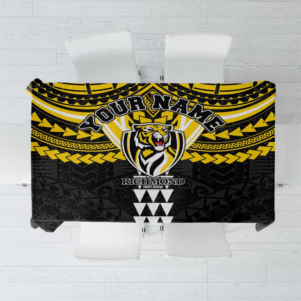 Personalized Richmond Tigers Tablecloth Polynesian Tribal Pattern Heritage Football
