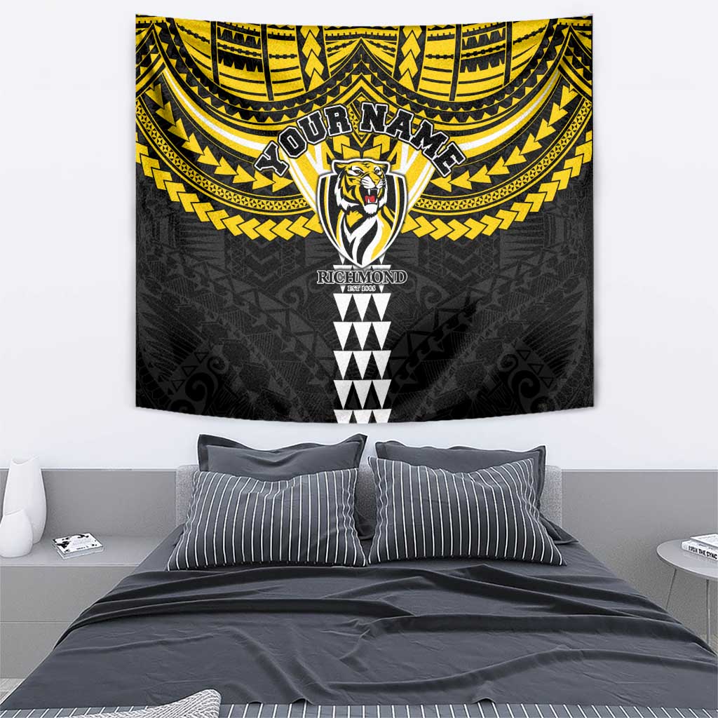 Personalized Richmond Tigers Tapestry Polynesian Tribal Pattern Heritage Football