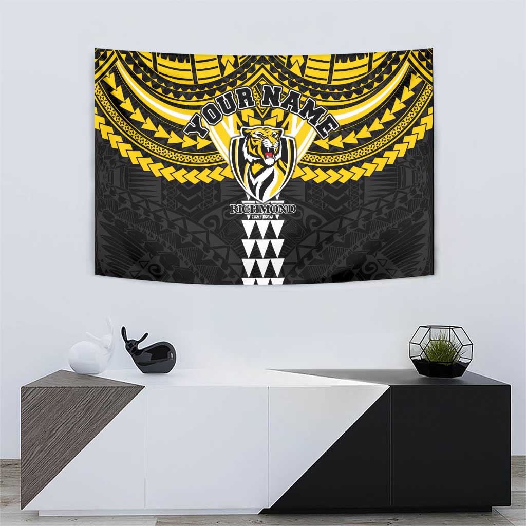 Personalized Richmond Tigers Tapestry Polynesian Tribal Pattern Heritage Football