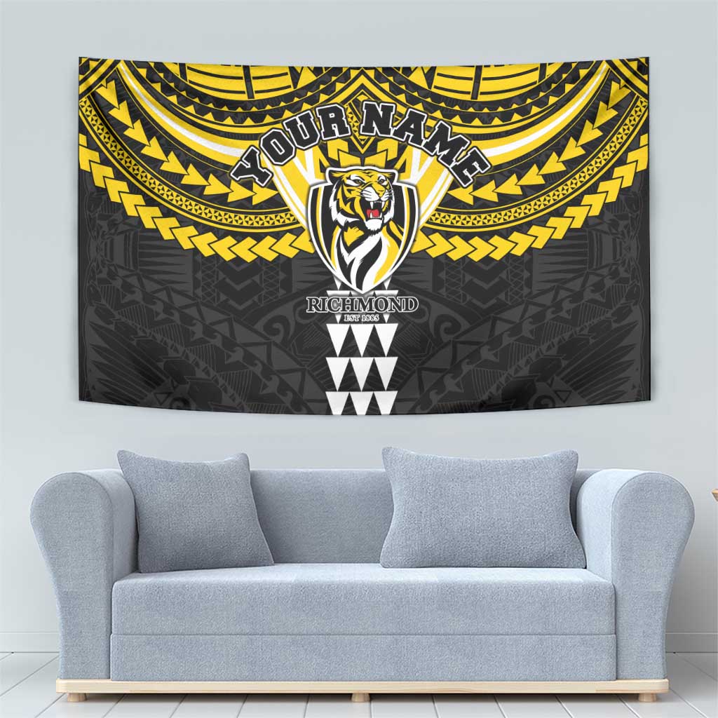 Personalized Richmond Tigers Tapestry Polynesian Tribal Pattern Heritage Football