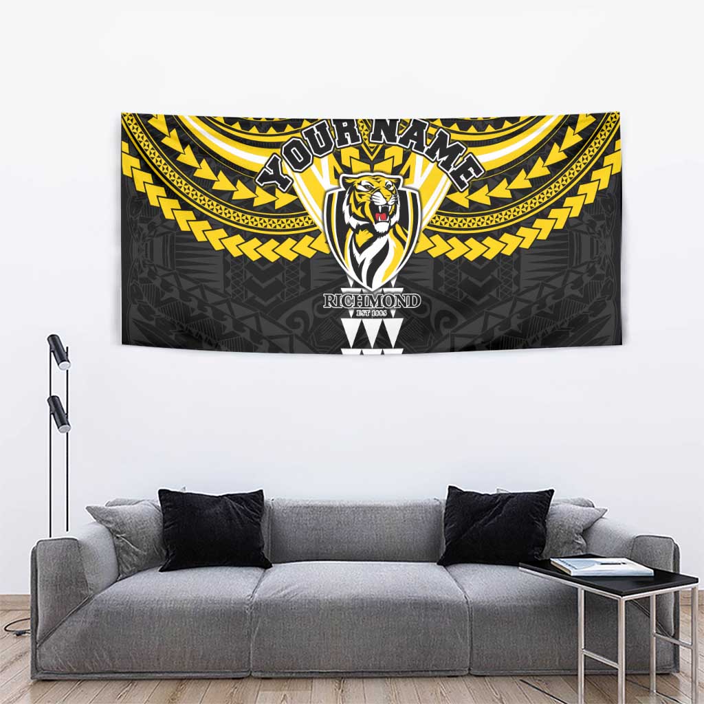 Personalized Richmond Tigers Tapestry Polynesian Tribal Pattern Heritage Football