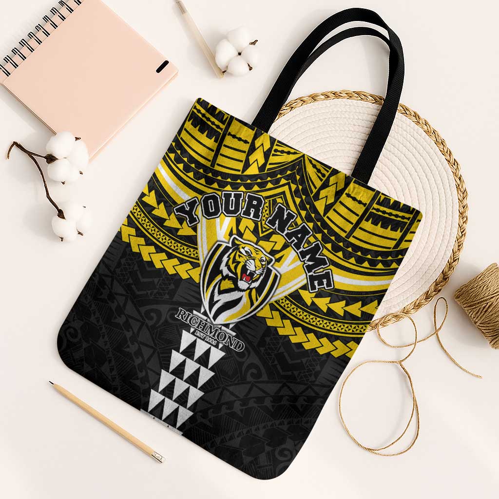 Personalized Richmond Tigers Tote Bag Polynesian Tribal Pattern Heritage Football