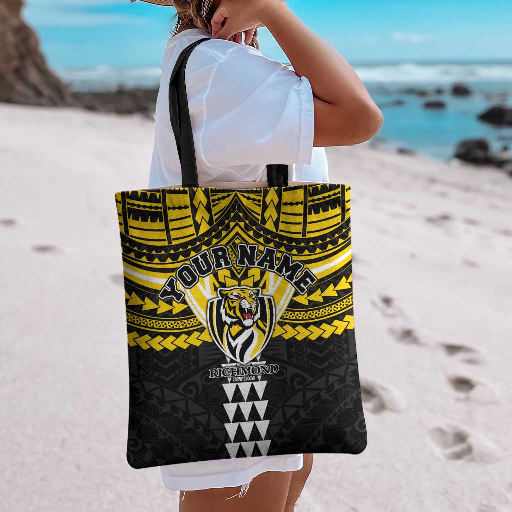 Personalized Richmond Tigers Tote Bag Polynesian Tribal Pattern Heritage Football