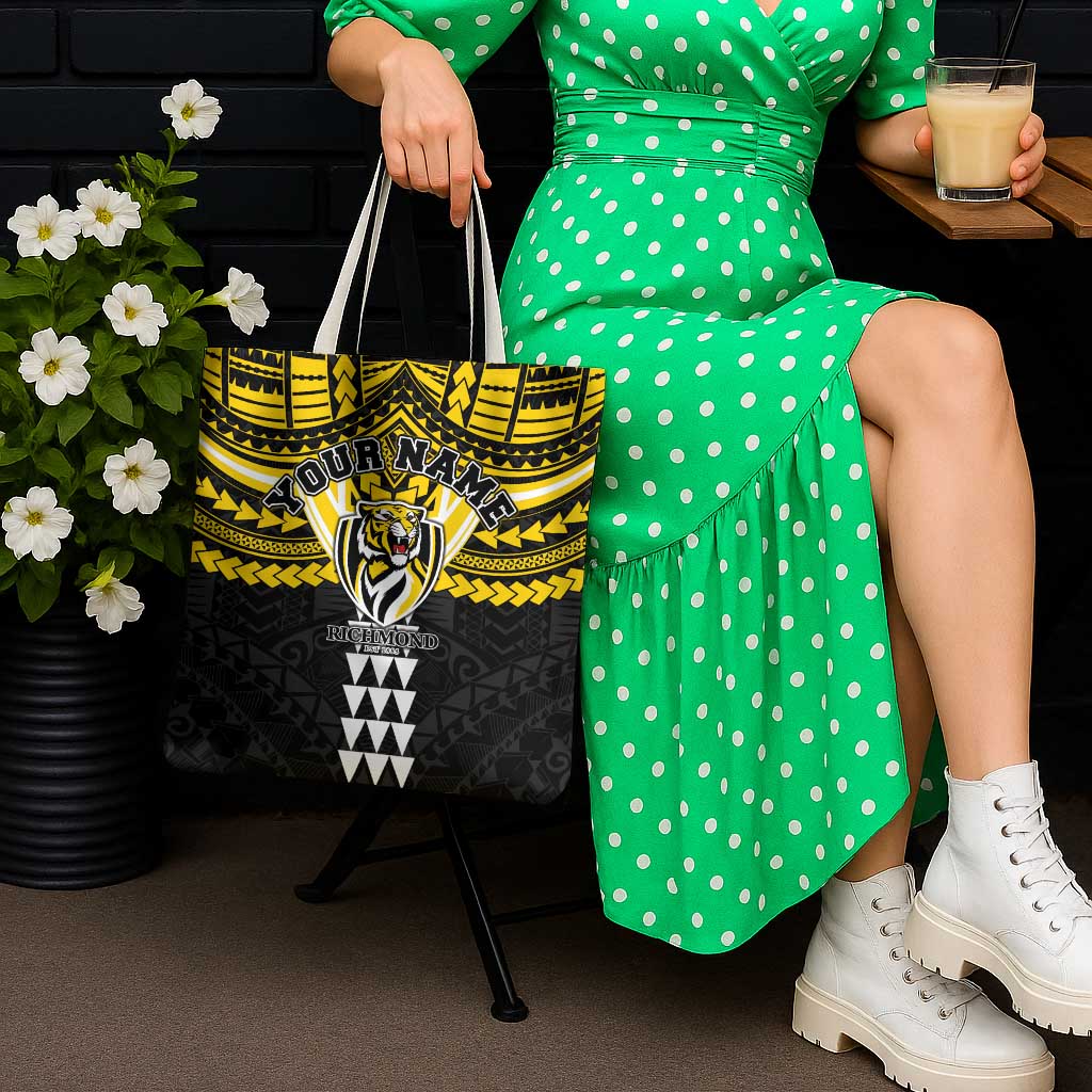 Personalized Richmond Tigers Tote Bag Polynesian Tribal Pattern Heritage Football