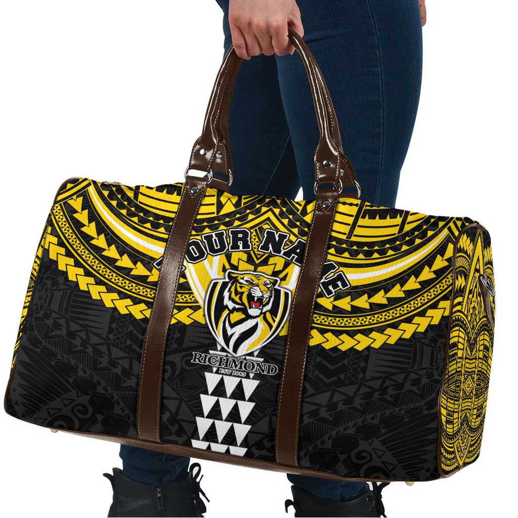 Personalized Richmond Tigers Travel Bag Polynesian Tribal Pattern Heritage Football