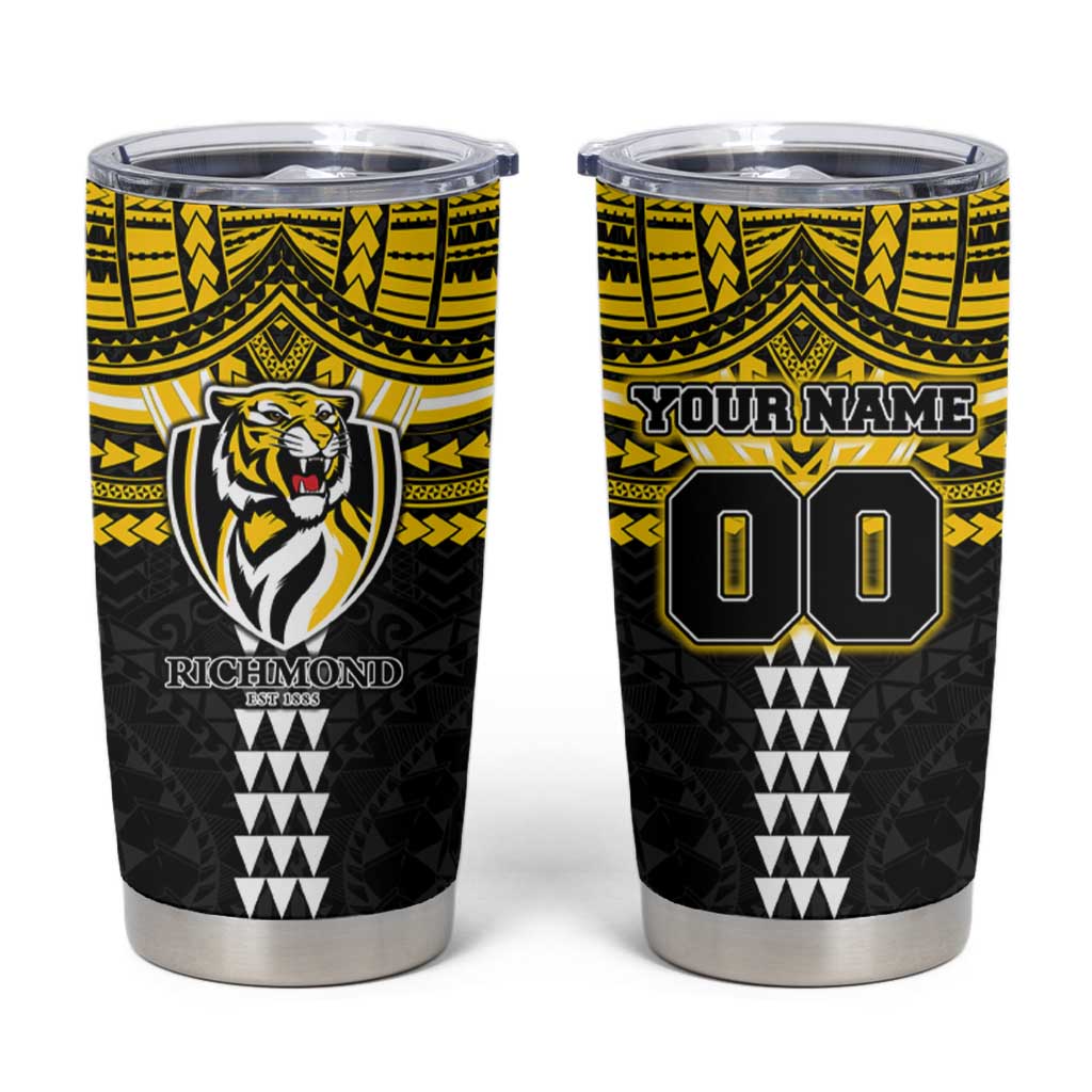 Personalized Richmond Tigers Tumbler Cup Polynesian Tribal Pattern Heritage Football