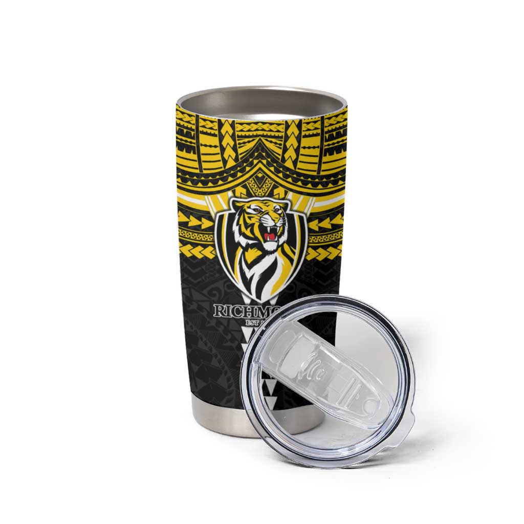 Personalized Richmond Tigers Tumbler Cup Polynesian Tribal Pattern Heritage Football