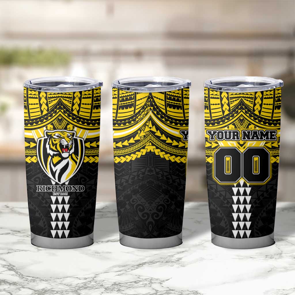 Personalized Richmond Tigers Tumbler Cup Polynesian Tribal Pattern Heritage Football