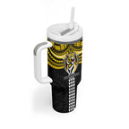 Personalized Richmond Tigers Tumbler With Handle Polynesian Tribal Pattern Heritage Football