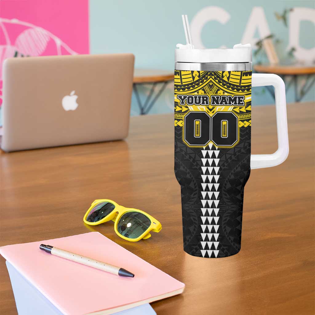 Personalized Richmond Tigers Tumbler With Handle Polynesian Tribal Pattern Heritage Football