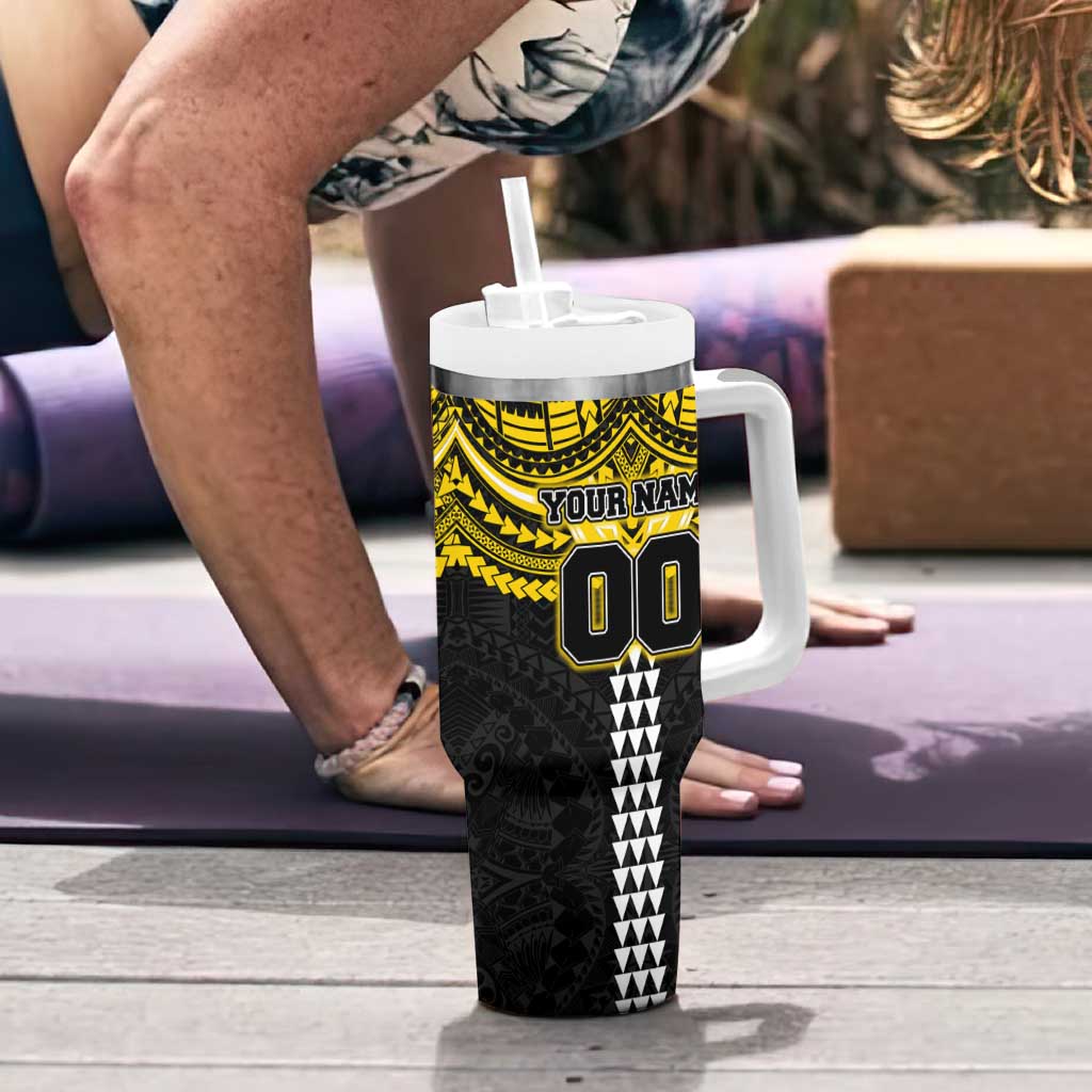 Personalized Richmond Tigers Tumbler With Handle Polynesian Tribal Pattern Heritage Football