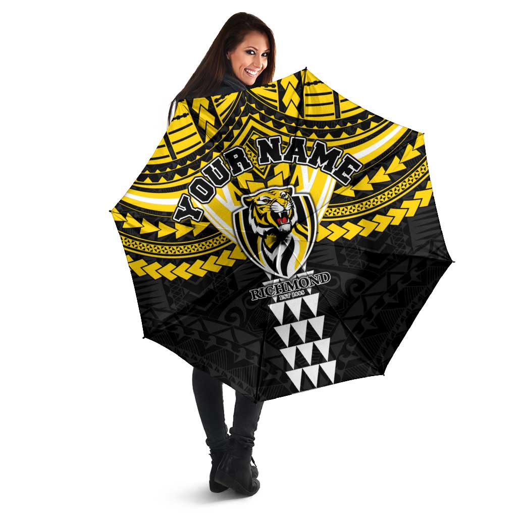 Personalized Richmond Tigers Umbrella Polynesian Tribal Pattern Heritage Football