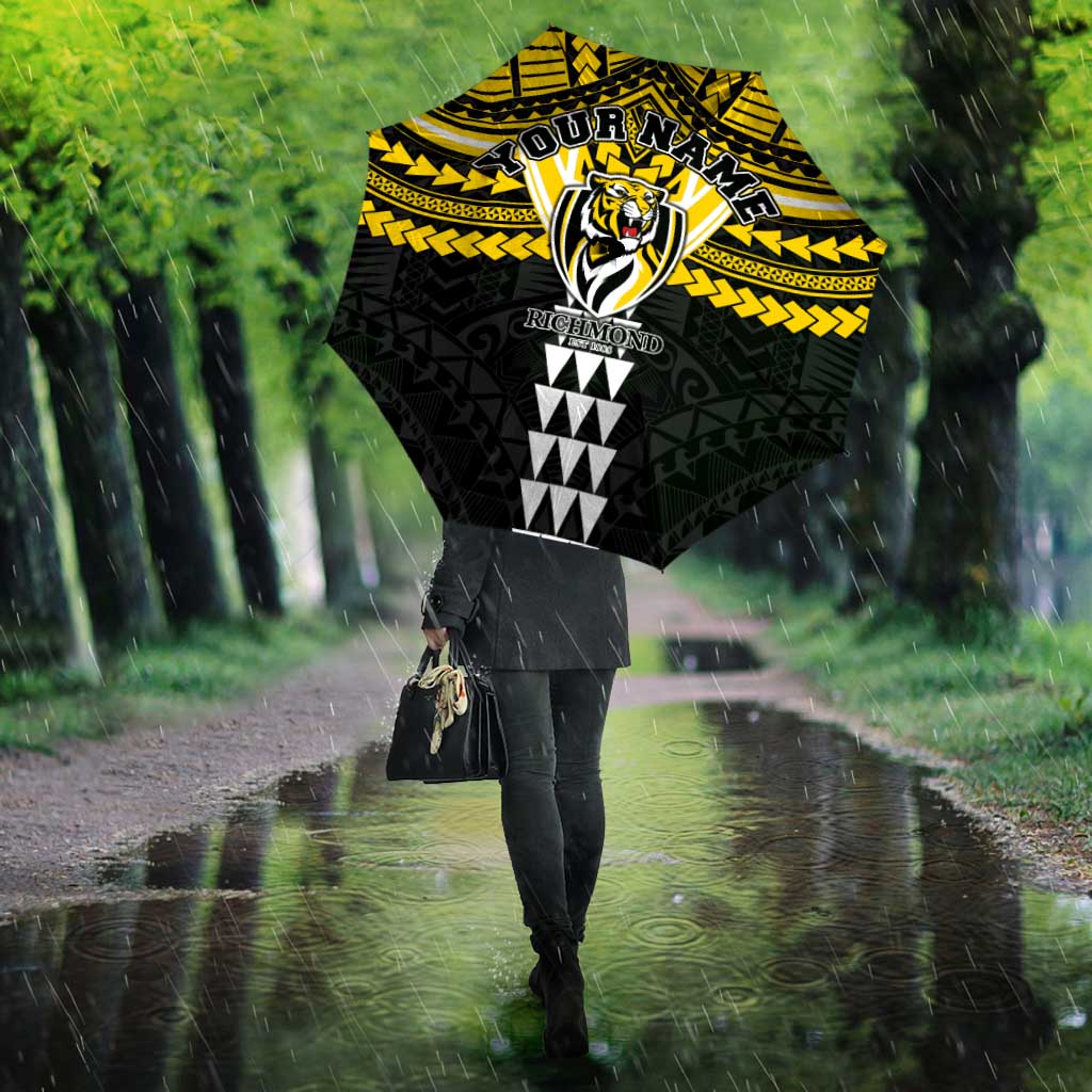 Personalized Richmond Tigers Umbrella Polynesian Tribal Pattern Heritage Football
