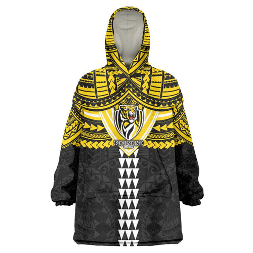 Personalized Richmond Tigers Wearable Blanket Hoodie Polynesian Tribal Pattern Heritage Football