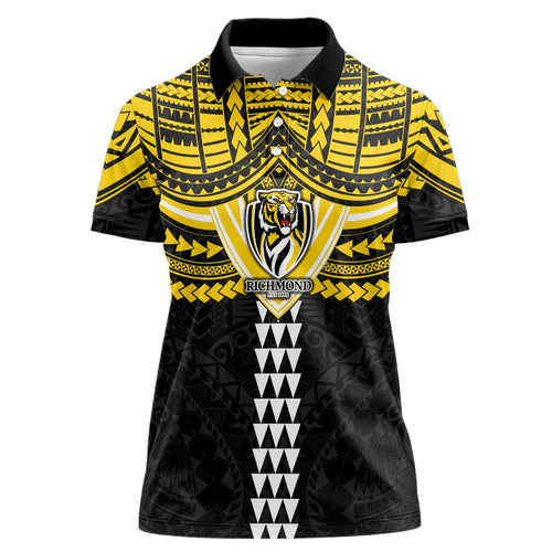 Personalized Richmond Tigers Women Polo Shirt Polynesian Tribal Pattern Heritage Football