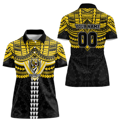 Personalized Richmond Tigers Women Polo Shirt Polynesian Tribal Pattern Heritage Football