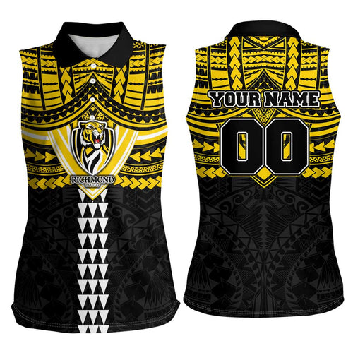 Personalized Richmond Tigers Women Sleeveless Polo Shirt Polynesian Tribal Pattern Heritage Football