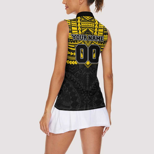 Personalized Richmond Tigers Women Sleeveless Polo Shirt Polynesian Tribal Pattern Heritage Football