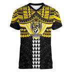 Personalized Richmond Tigers Women V-Neck T-Shirt Polynesian Tribal Pattern Heritage Football