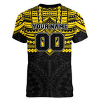 Personalized Richmond Tigers Women V-Neck T-Shirt Polynesian Tribal Pattern Heritage Football