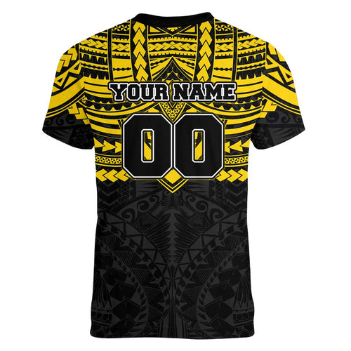 Personalized Richmond Tigers Women V-Neck T-Shirt Polynesian Tribal Pattern Heritage Football