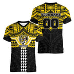 Personalized Richmond Tigers Women V-Neck T-Shirt Polynesian Tribal Pattern Heritage Football