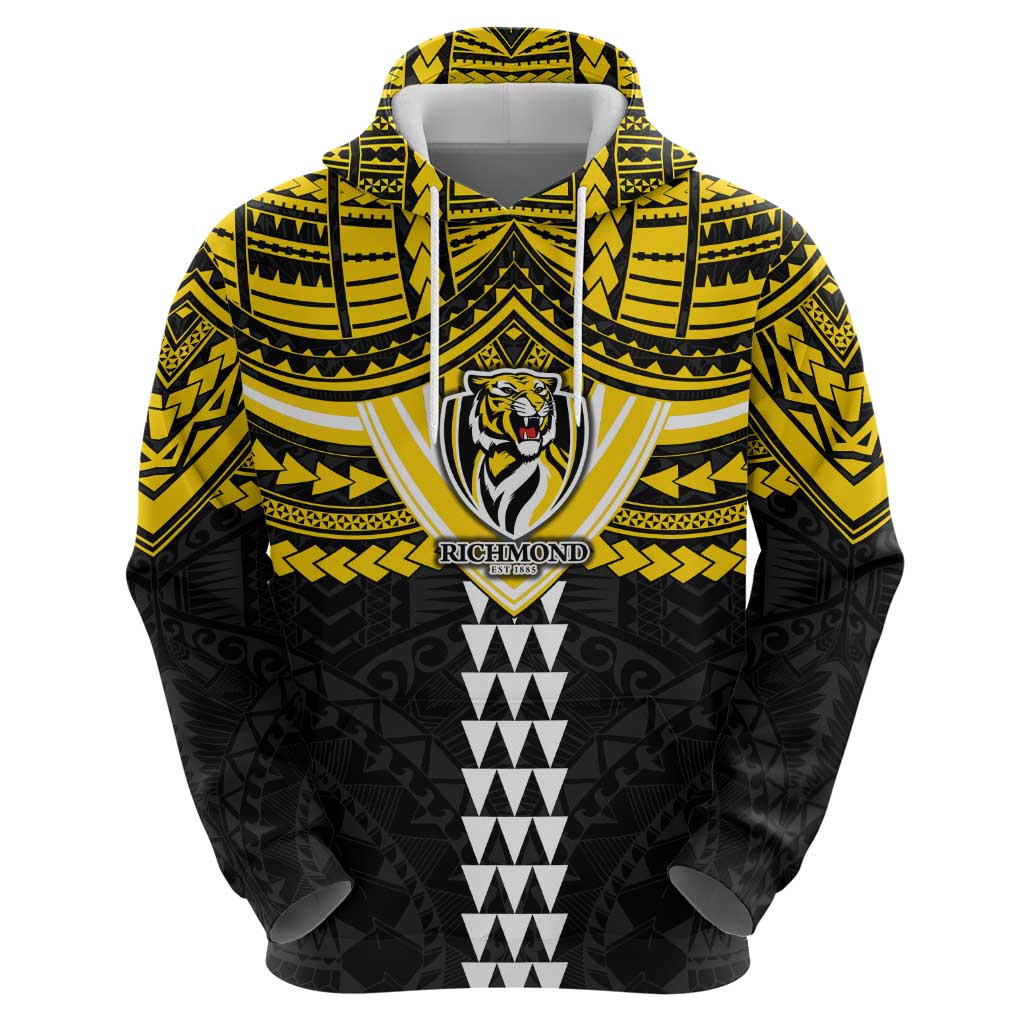 Personalized Richmond Tigers Zip Hoodie Polynesian Tribal Pattern Heritage Football