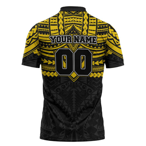 Personalized Richmond Tigers Zipper Polo Shirt Polynesian Tribal Pattern Heritage Football