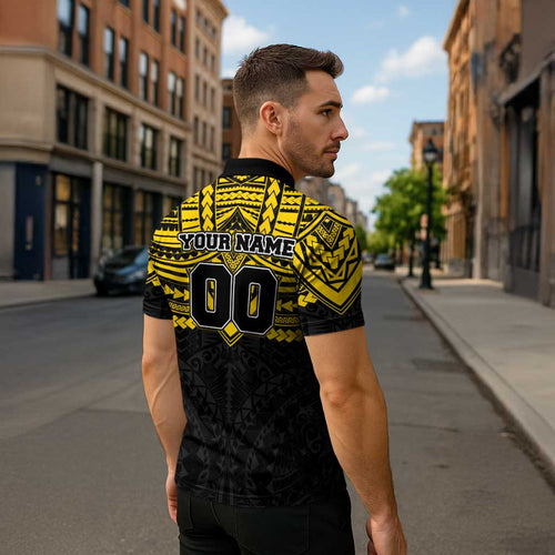 Personalized Richmond Tigers Zipper Polo Shirt Polynesian Tribal Pattern Heritage Football