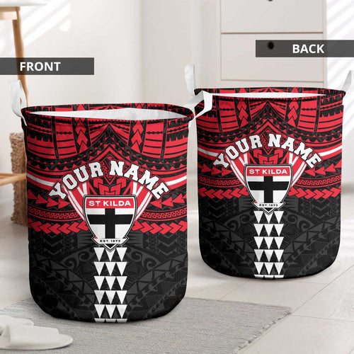Personalized St Kilda Saints Laundry Basket Polynesian Tribal Pattern Heritage Football