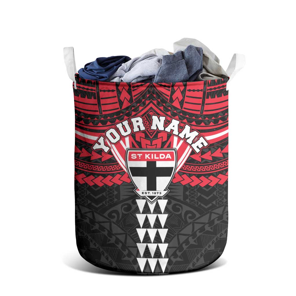 Personalized St Kilda Saints Laundry Basket Polynesian Tribal Pattern Heritage Football