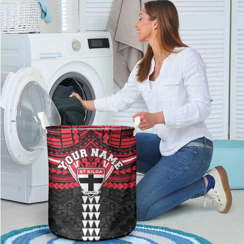 Personalized St Kilda Saints Laundry Basket Polynesian Tribal Pattern Heritage Football