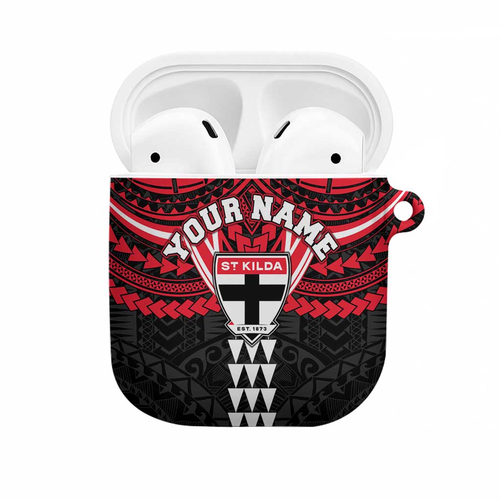 Personalized St Kilda Saints AirPods Case Polynesian Tribal Pattern Heritage Football