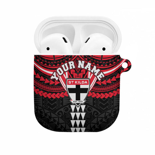 Personalized St Kilda Saints AirPods Case Polynesian Tribal Pattern Heritage Football