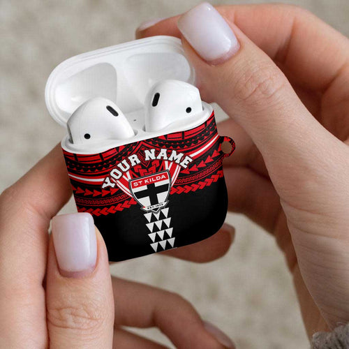 Personalized St Kilda Saints AirPods Case Polynesian Tribal Pattern Heritage Football