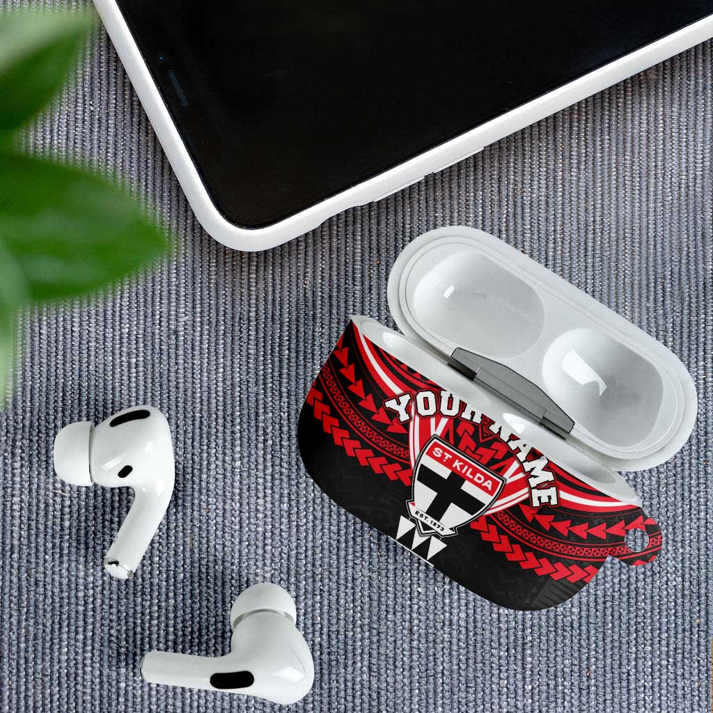 Personalized St Kilda Saints AirPods Case Polynesian Tribal Pattern Heritage Football