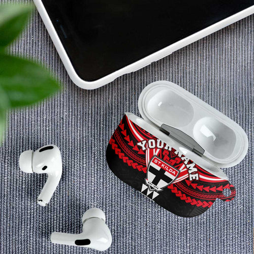 Personalized St Kilda Saints AirPods Case Polynesian Tribal Pattern Heritage Football
