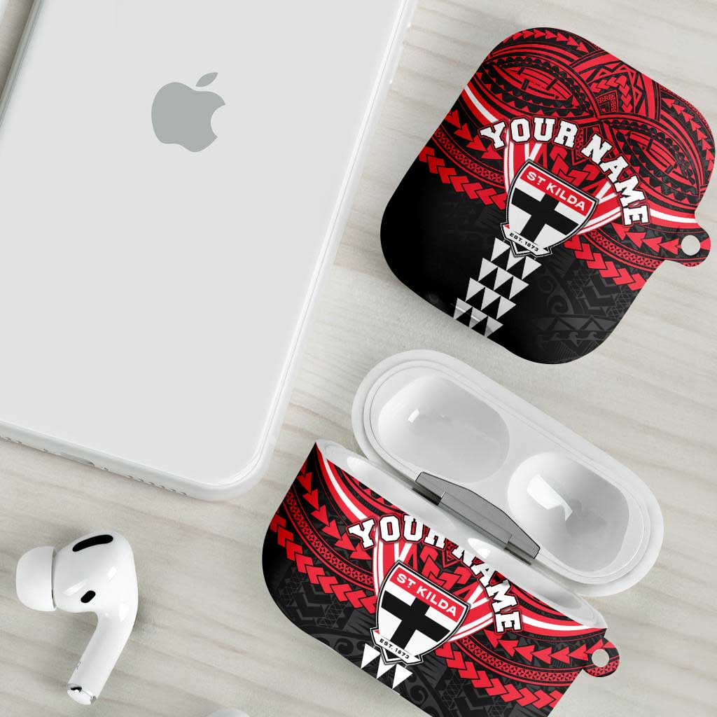 Personalized St Kilda Saints AirPods Case Polynesian Tribal Pattern Heritage Football