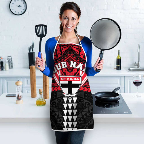 Personalized St Kilda Saints Apron Polynesian Tribal Pattern Heritage Football