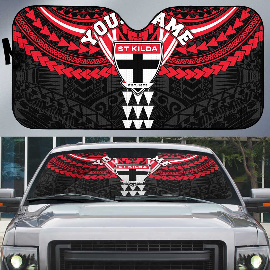 Personalized St Kilda Saints Auto Sun Shade Polynesian Tribal Pattern Heritage Football