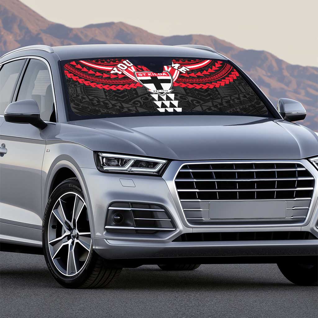 Personalized St Kilda Saints Auto Sun Shade Polynesian Tribal Pattern Heritage Football