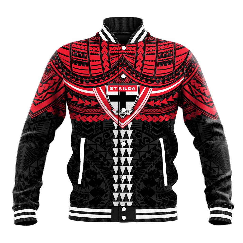 Personalized St Kilda Saints Baseball Jacket Polynesian Tribal Pattern Heritage Football
