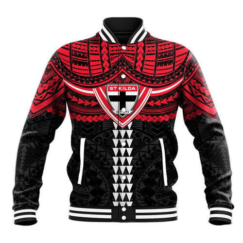 Personalized St Kilda Saints Baseball Jacket Polynesian Tribal Pattern Heritage Football