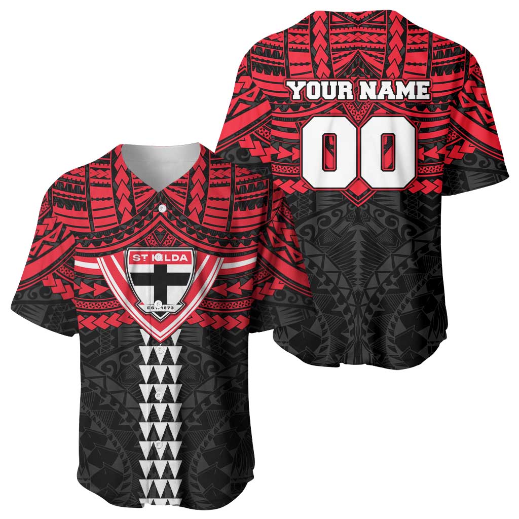 Personalized St Kilda Saints Baseball Jersey Polynesian Tribal Pattern Heritage Football