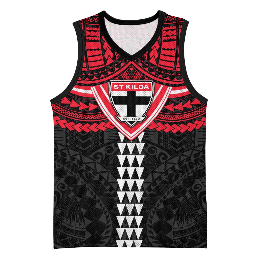 Personalized St Kilda Saints Basketball Jersey Polynesian Tribal Pattern Heritage Football