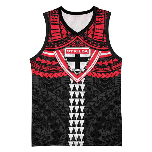 Personalized St Kilda Saints Basketball Jersey Polynesian Tribal Pattern Heritage Football
