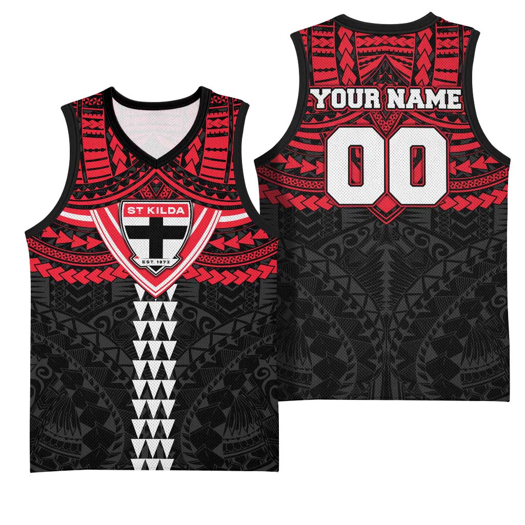 Personalized St Kilda Saints Basketball Jersey Polynesian Tribal Pattern Heritage Football