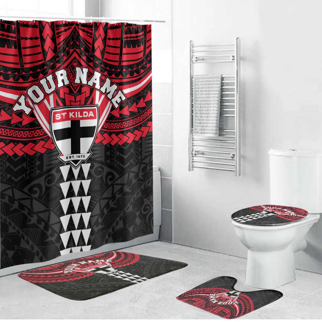 Personalized St Kilda Saints Bathroom Set Polynesian Tribal Pattern Heritage Football