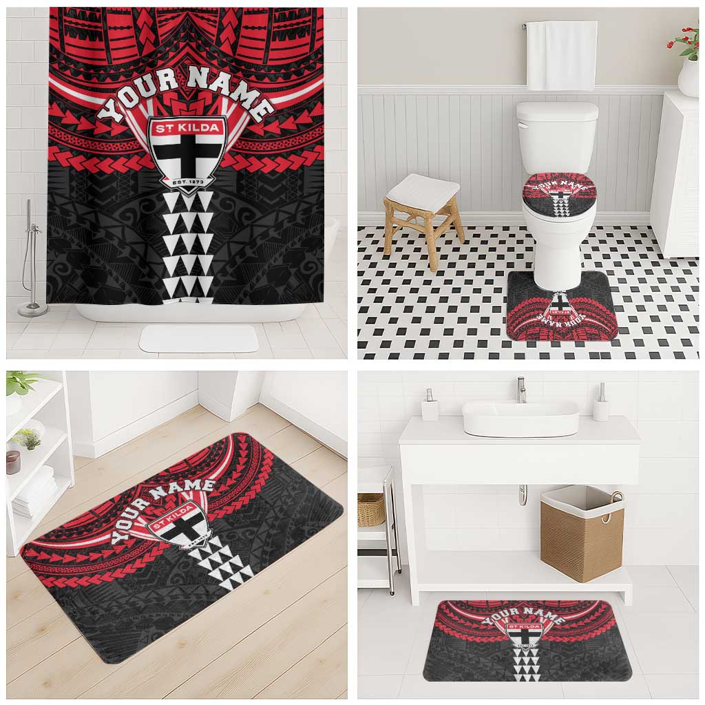 Personalized St Kilda Saints Bathroom Set Polynesian Tribal Pattern Heritage Football